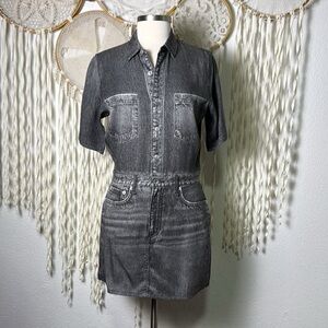 Rag & Bone Liquid Miramar Mini Dress in Washed Black "Denim" Size M